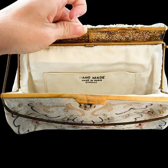 VINTAGE Authentic 1930's Hand-beaded French Parisian Evening Bag - Picture 6 of 7